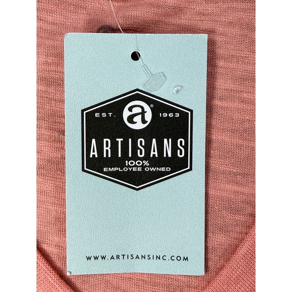 Artisans Up North Wisconsin V-Neck T-Shirt Peach Pink Slub Knit Large NWT - Picture 5 of 9